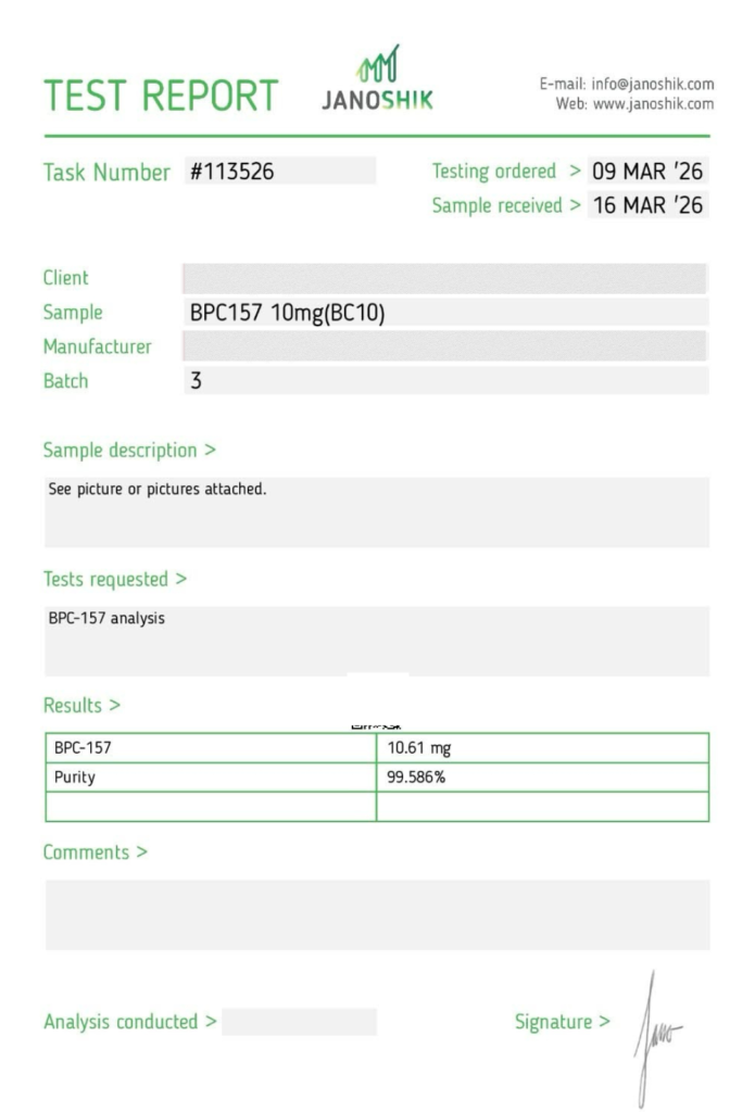 Image of peptide COA tested
