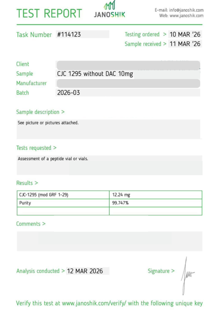 Image of peptide COA tested