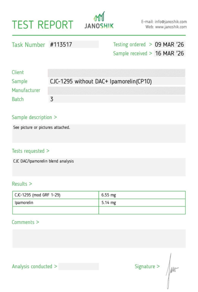 Image of peptide COA tested
