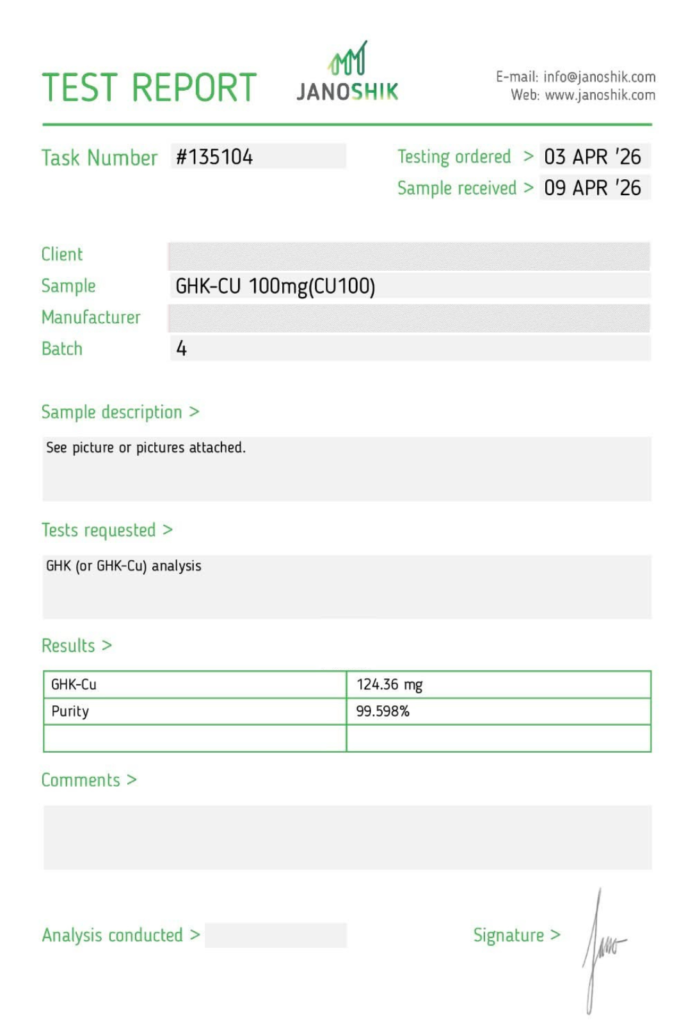 Image of peptide COA tested