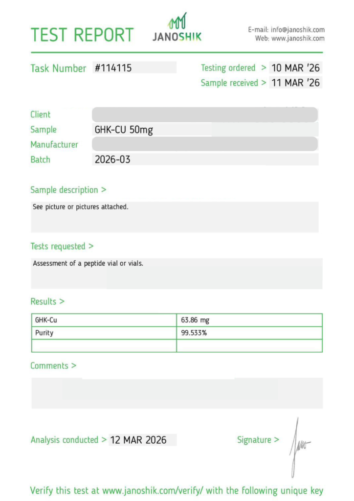 Image of peptide COA tested