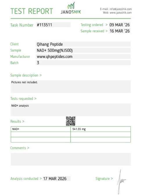 Image of peptide COA tested