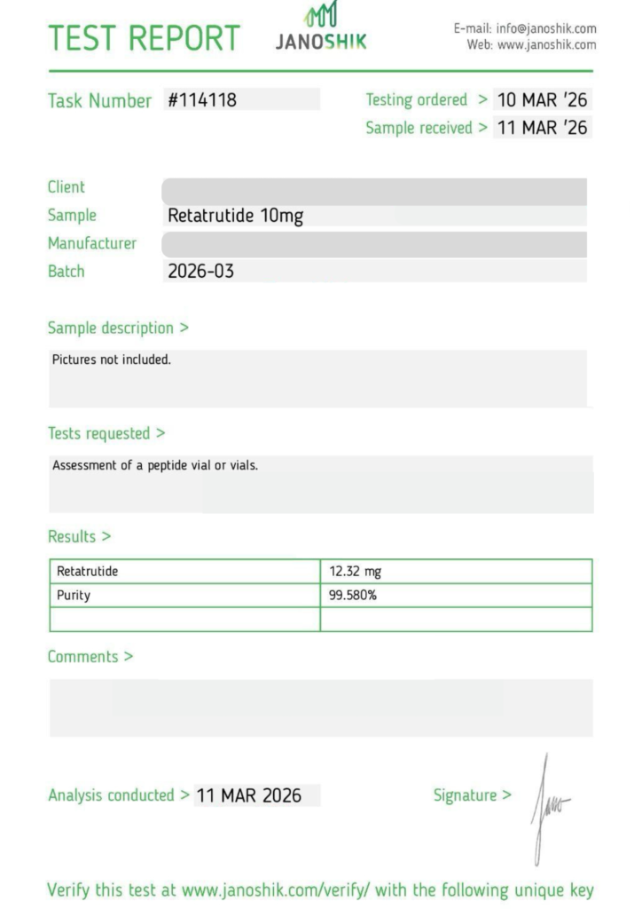 Image of peptide COA tested