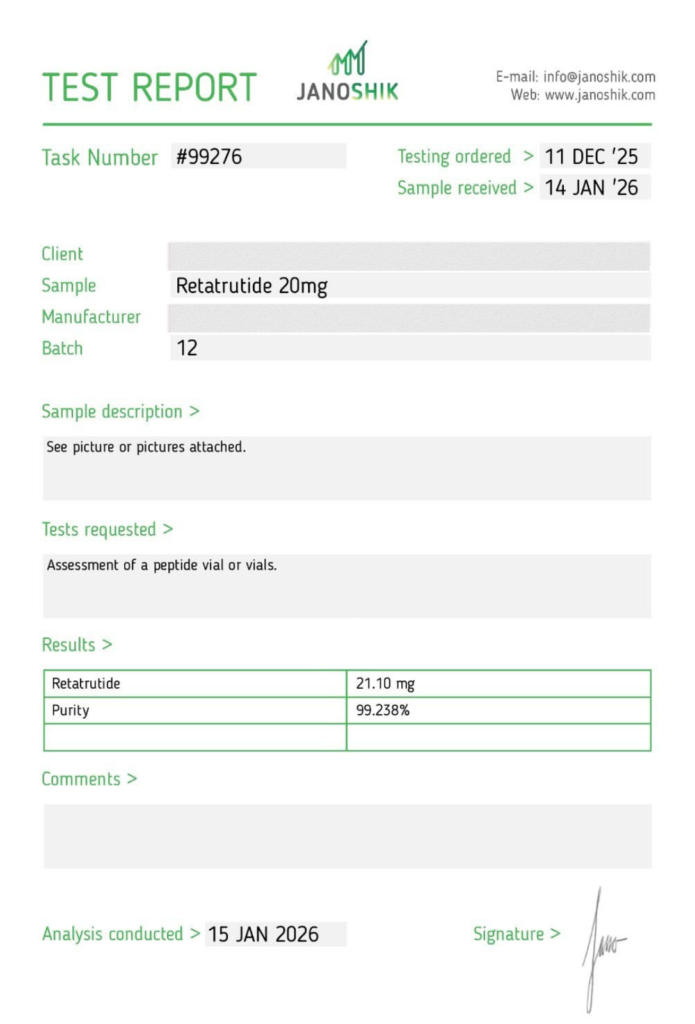 Image of peptide COA tested
