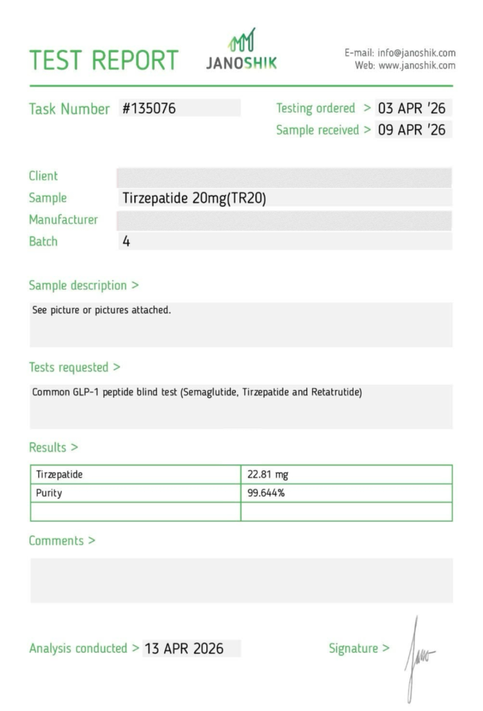 Image of peptide COA tested