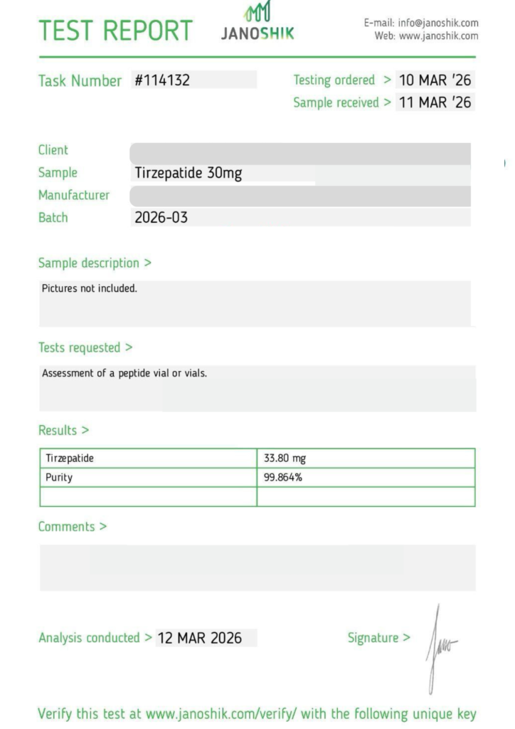 Image of peptide COA tested