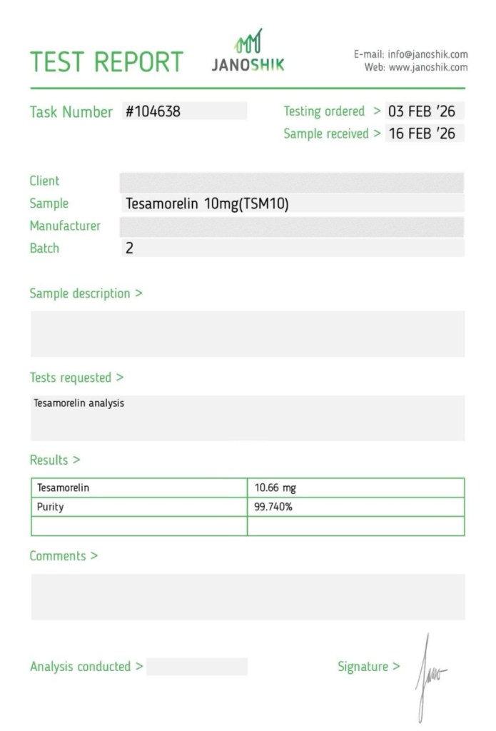 Image of peptide COA tested